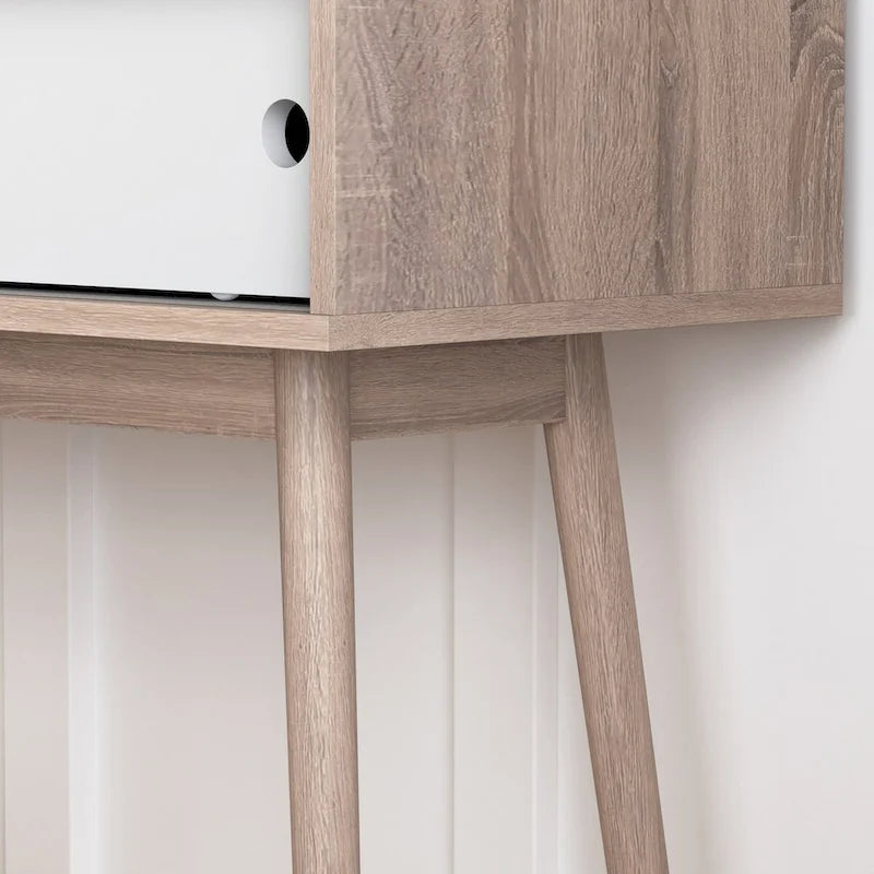 Table d'entrée avec 2 tiroirs à panneaux sculptés, table console avec espace de rangement et pieds en bois, table de canapé derrière le canapé pour le couloir