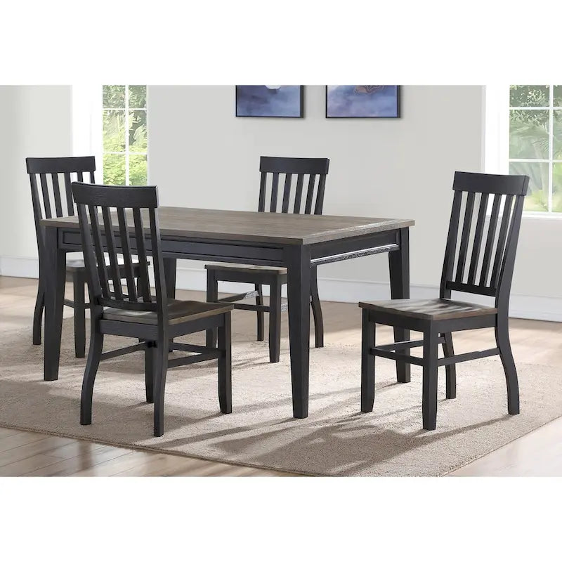 Table de salle à manger bicolore en ébène et bois flotté