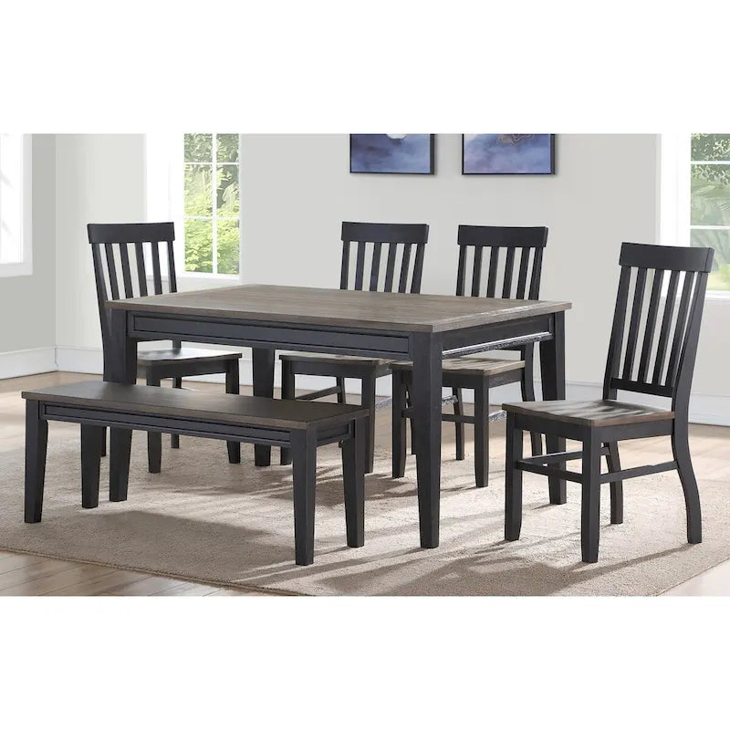 Table de salle à manger bicolore en ébène et bois flotté
