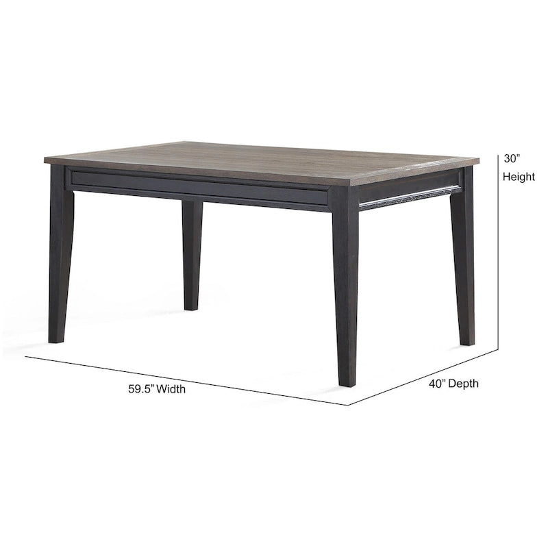 Table de salle à manger bicolore en ébène et bois flotté