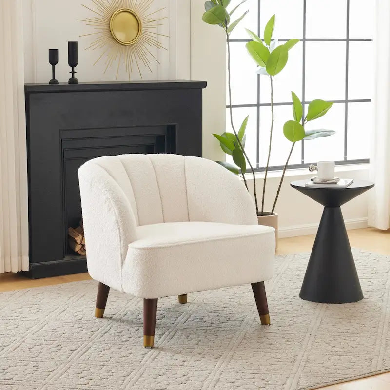 Fauteuil d'appoint rembourré avec pieds en bois