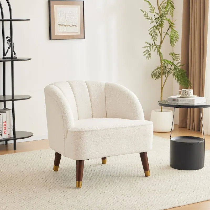 Fauteuil d'appoint rembourré avec pieds en bois
