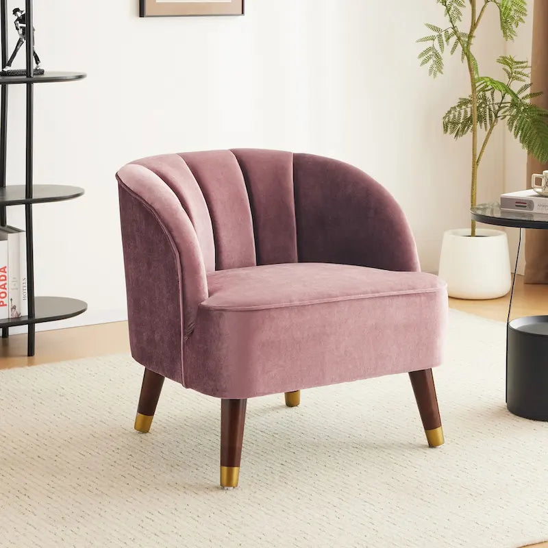 Fauteuil d'appoint rembourré avec pieds en bois