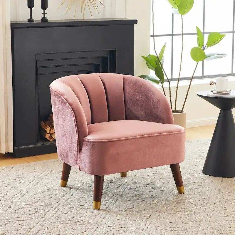 Fauteuil d'appoint rembourré avec pieds en bois