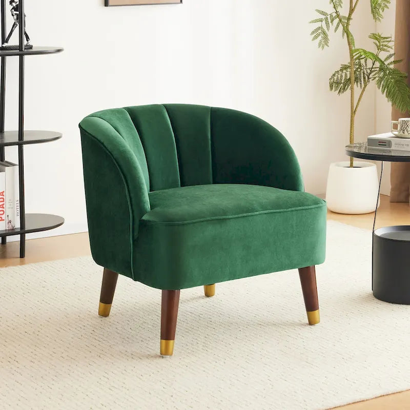 Fauteuil d'appoint rembourré avec pieds en bois