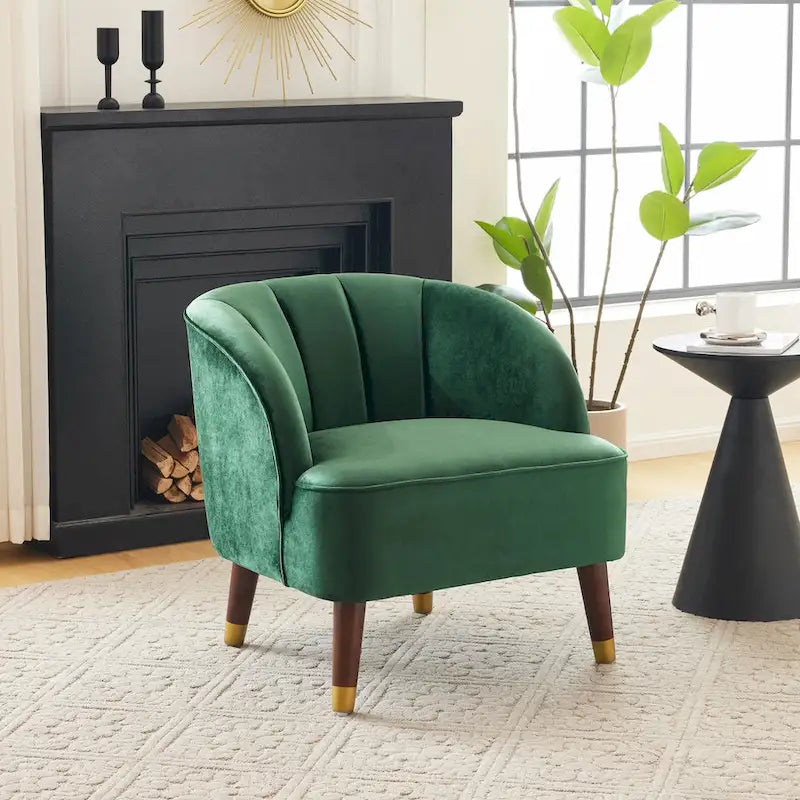 Fauteuil d'appoint rembourré avec pieds en bois
