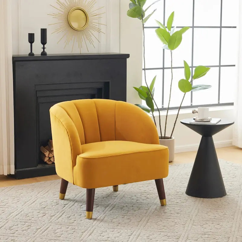 Fauteuil d'appoint rembourré avec pieds en bois