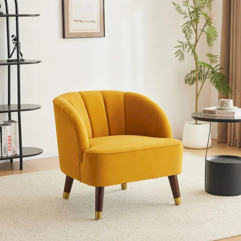 Fauteuil d'appoint rembourré avec pieds en bois