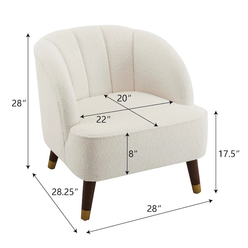 Fauteuil d'appoint rembourré avec pieds en bois