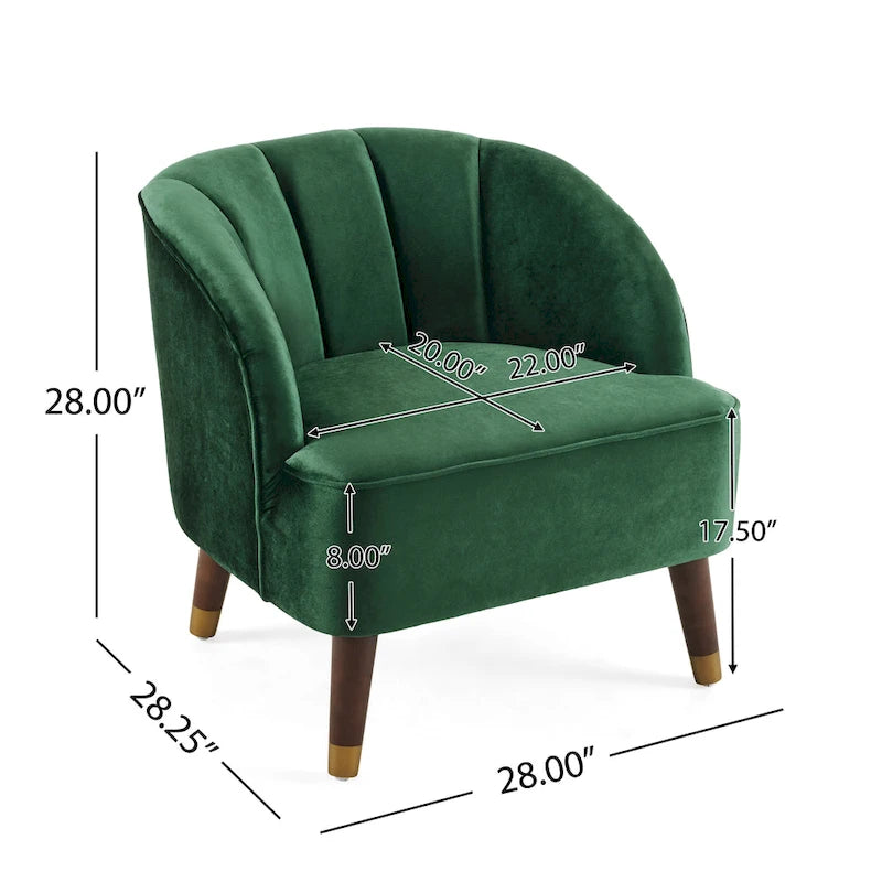 Fauteuil d'appoint rembourré avec pieds en bois