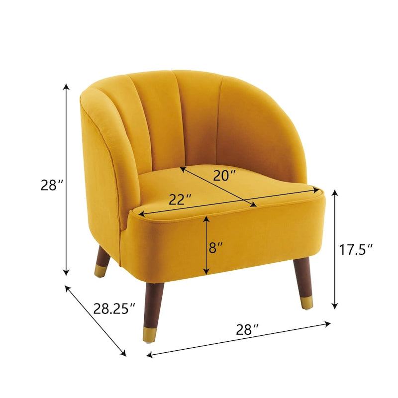 Fauteuil d'appoint rembourré avec pieds en bois