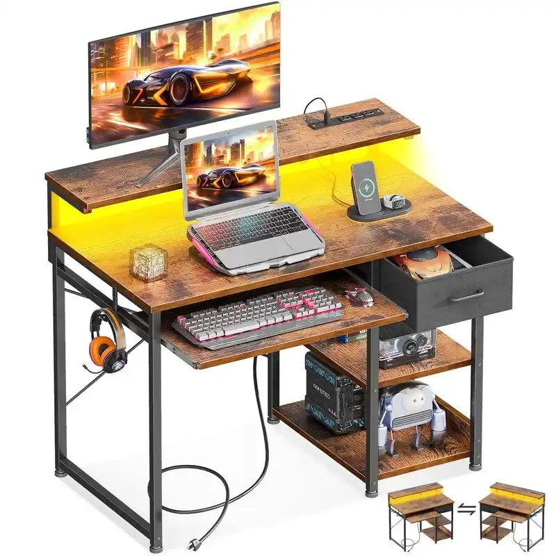 Bureau de 101,6 cm avec prises de courant