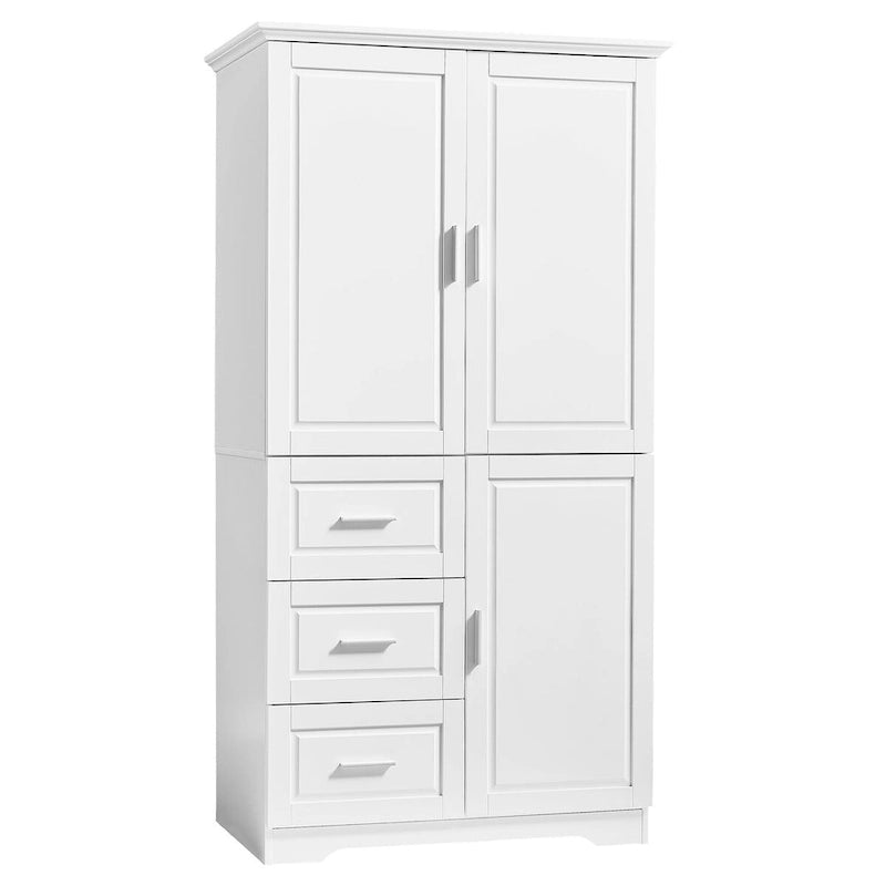 Armoire de rangement pour salle de bain de 32 po L x 72 po H avec portes et trois tiroirs