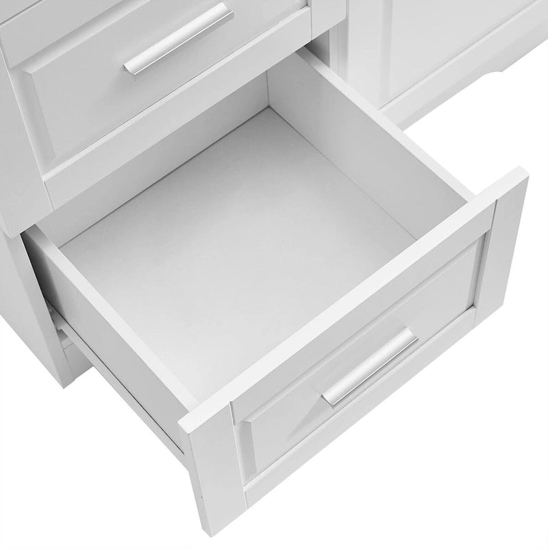 Armoire de rangement pour salle de bain de 32 po L x 72 po H avec portes et trois tiroirs