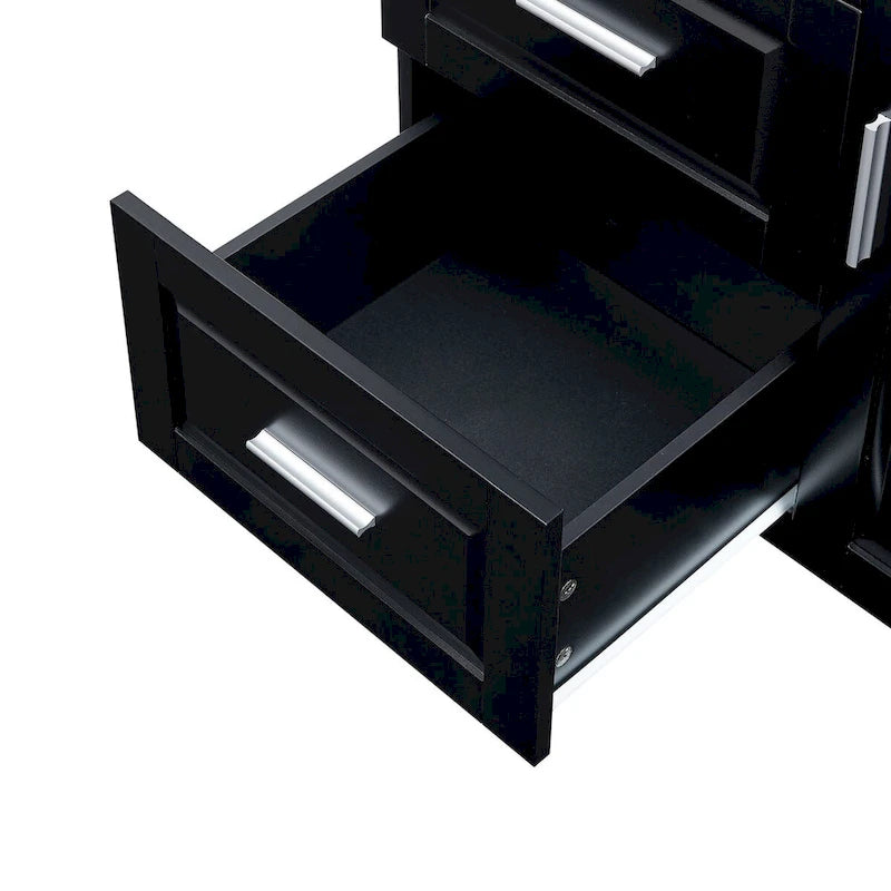 Armoire de rangement pour salle de bain de 32 po L x 72 po H avec portes et trois tiroirs