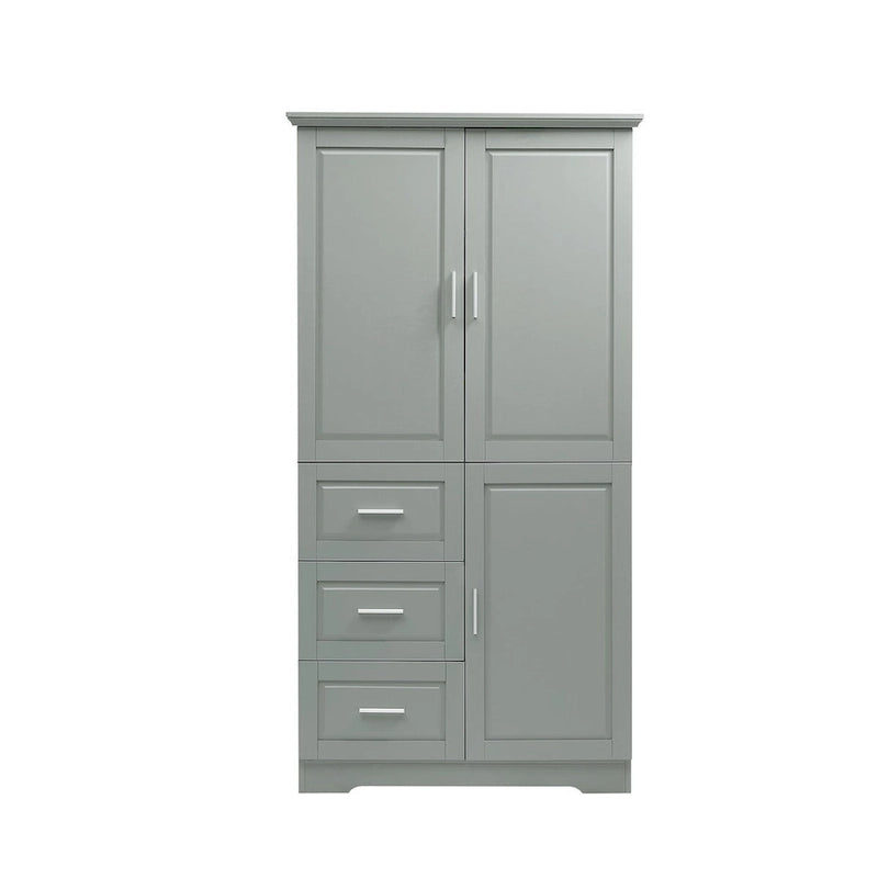 Armoire de rangement pour salle de bain de 32 po L x 72 po H avec portes et trois tiroirs