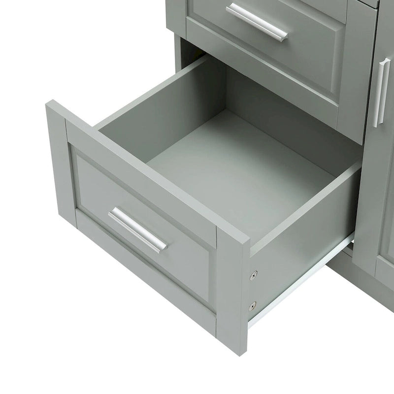 Armoire de rangement pour salle de bain de 32 po L x 72 po H avec portes et trois tiroirs