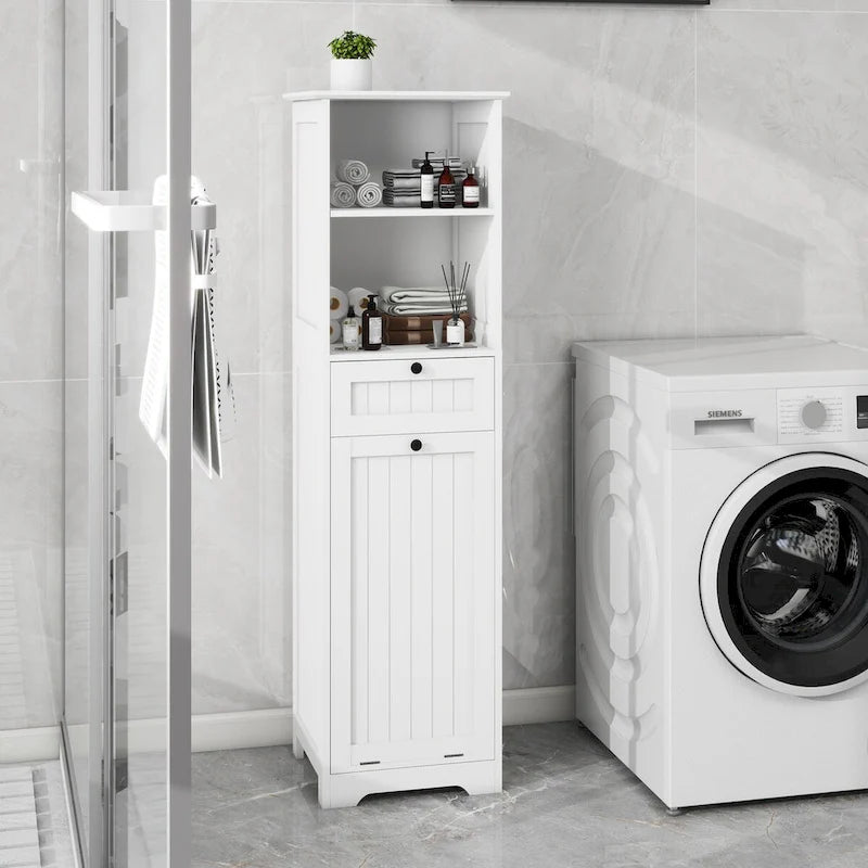 Meuble de tri à linge basculant à 1 compartiment et 1 tiroir - Salle de bain