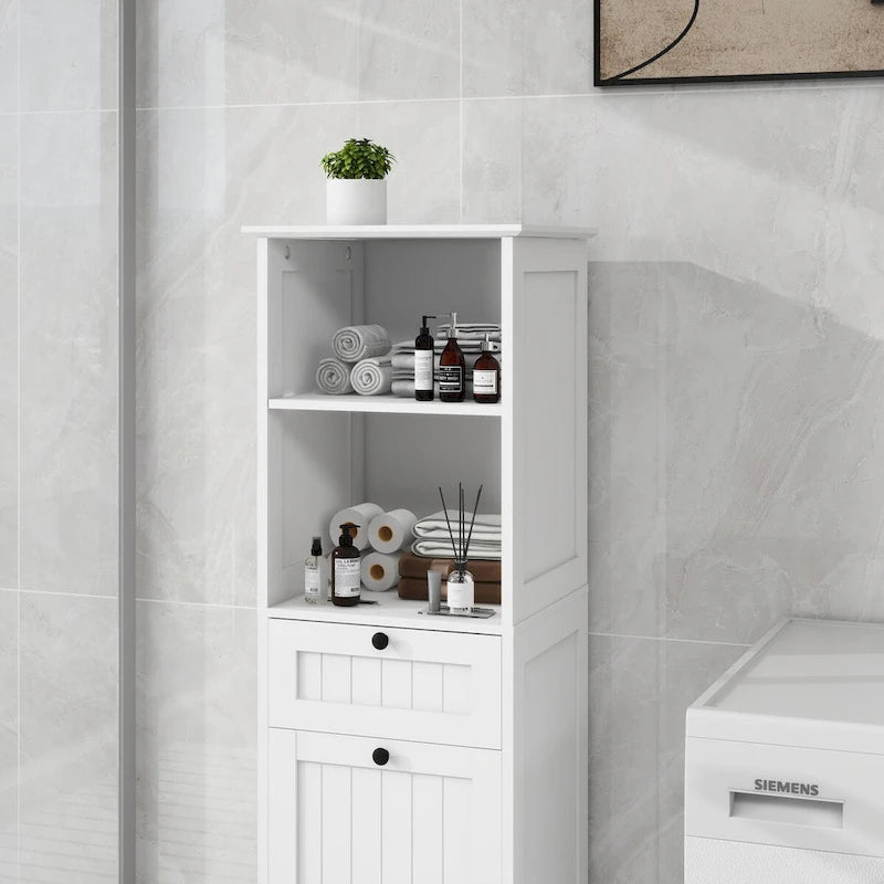 Meuble de tri à linge basculant à 1 compartiment et 1 tiroir - Salle de bain