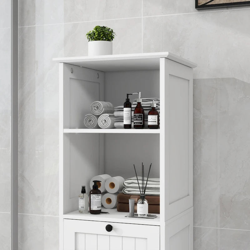Meuble de tri à linge basculant à 1 compartiment et 1 tiroir - Salle de bain