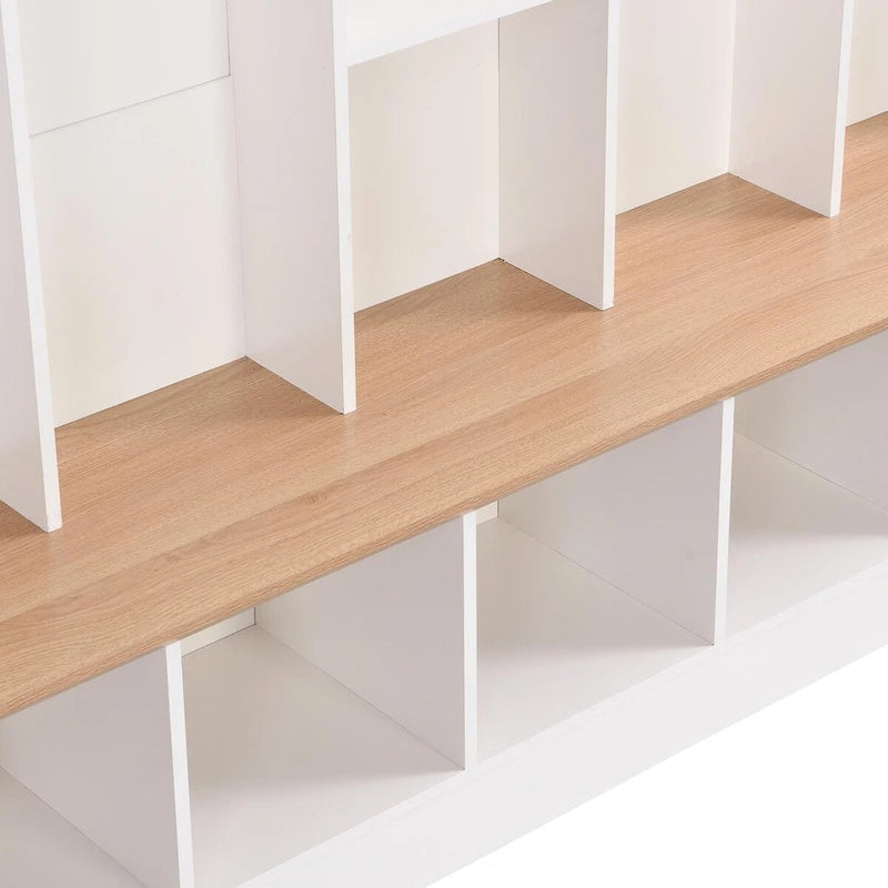 Meuble d'entrée large avec banc de rangement - Meuble à chaussures minimaliste, rangements cubiques, 8 crochets