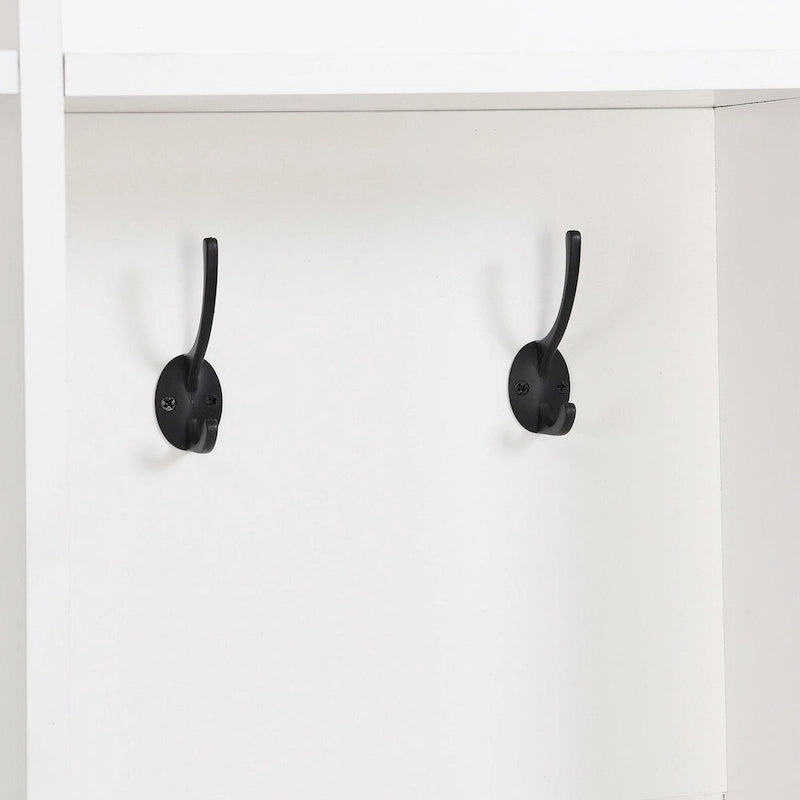 Meuble d'entrée large avec banc de rangement - Meuble à chaussures minimaliste, rangements cubiques, 8 crochets