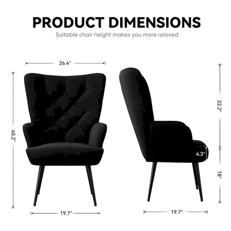 Chaise rembourrée en velours moderne