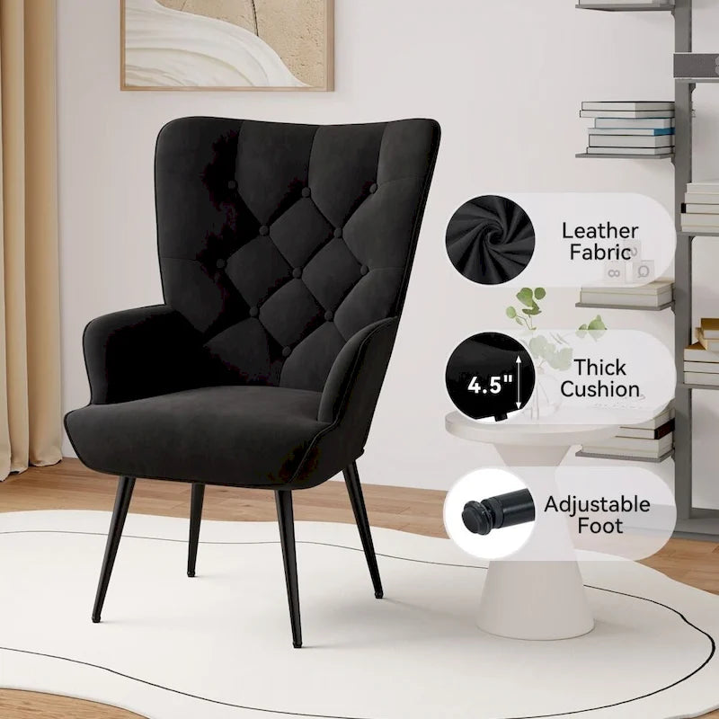 Chaise rembourrée en velours moderne