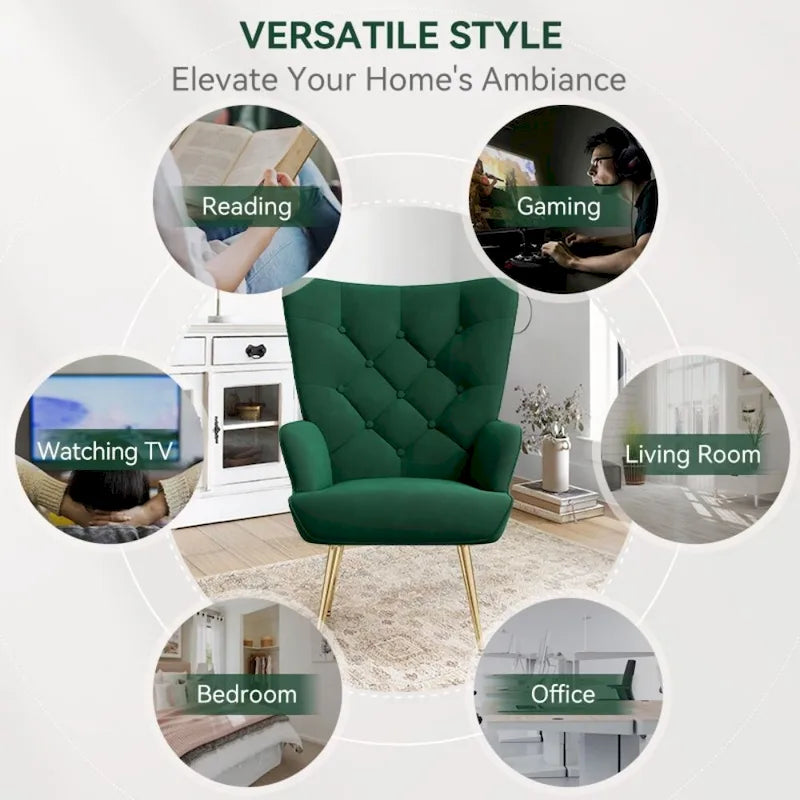 Chaise rembourrée en velours moderne