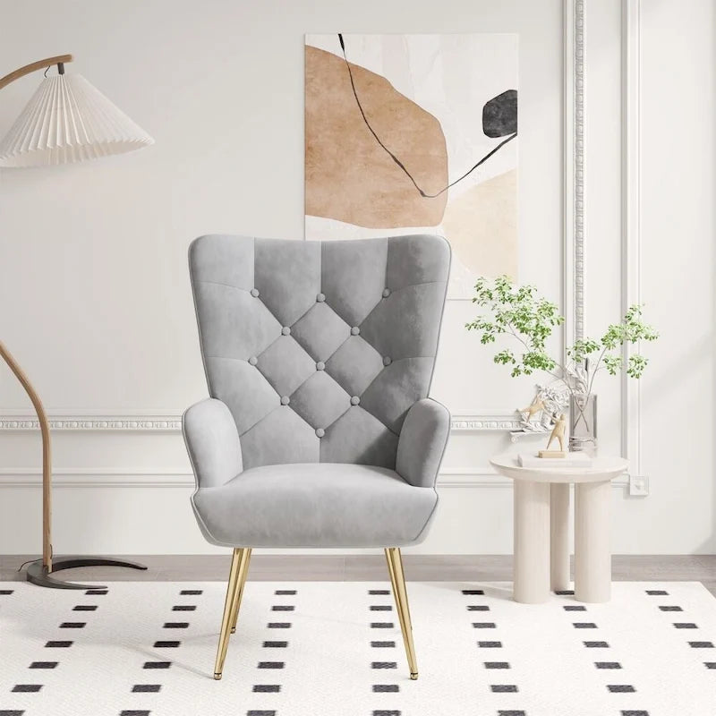 Chaise rembourrée en velours moderne