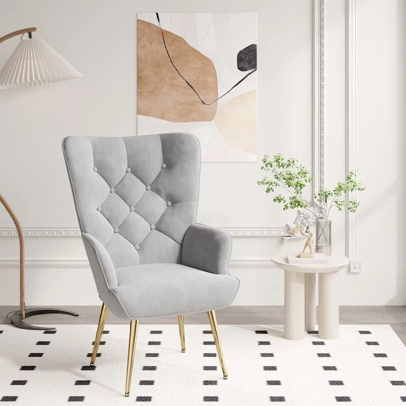 Chaise rembourrée en velours moderne