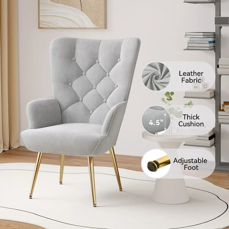 Chaise rembourrée en velours moderne